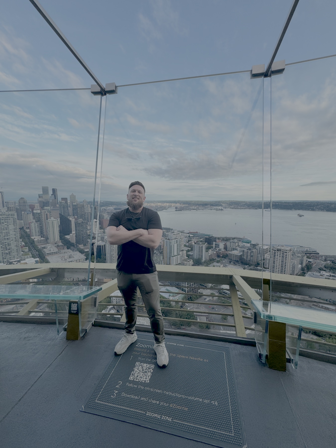 Nathan Haynes overlooking Seattle from the Space Needle